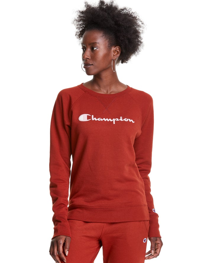 Sudadera Champion Mujer - Powerblend Fleece Classic Crew Script Logo ( Marrones ) 4321867-IY